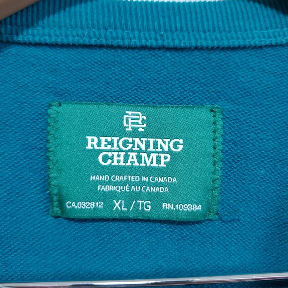 REIGNING CHAMP Sea to Sky Crewneck Sweatshirt Nylon Mixed Media Teal Men's XL - Picture 9 of 11